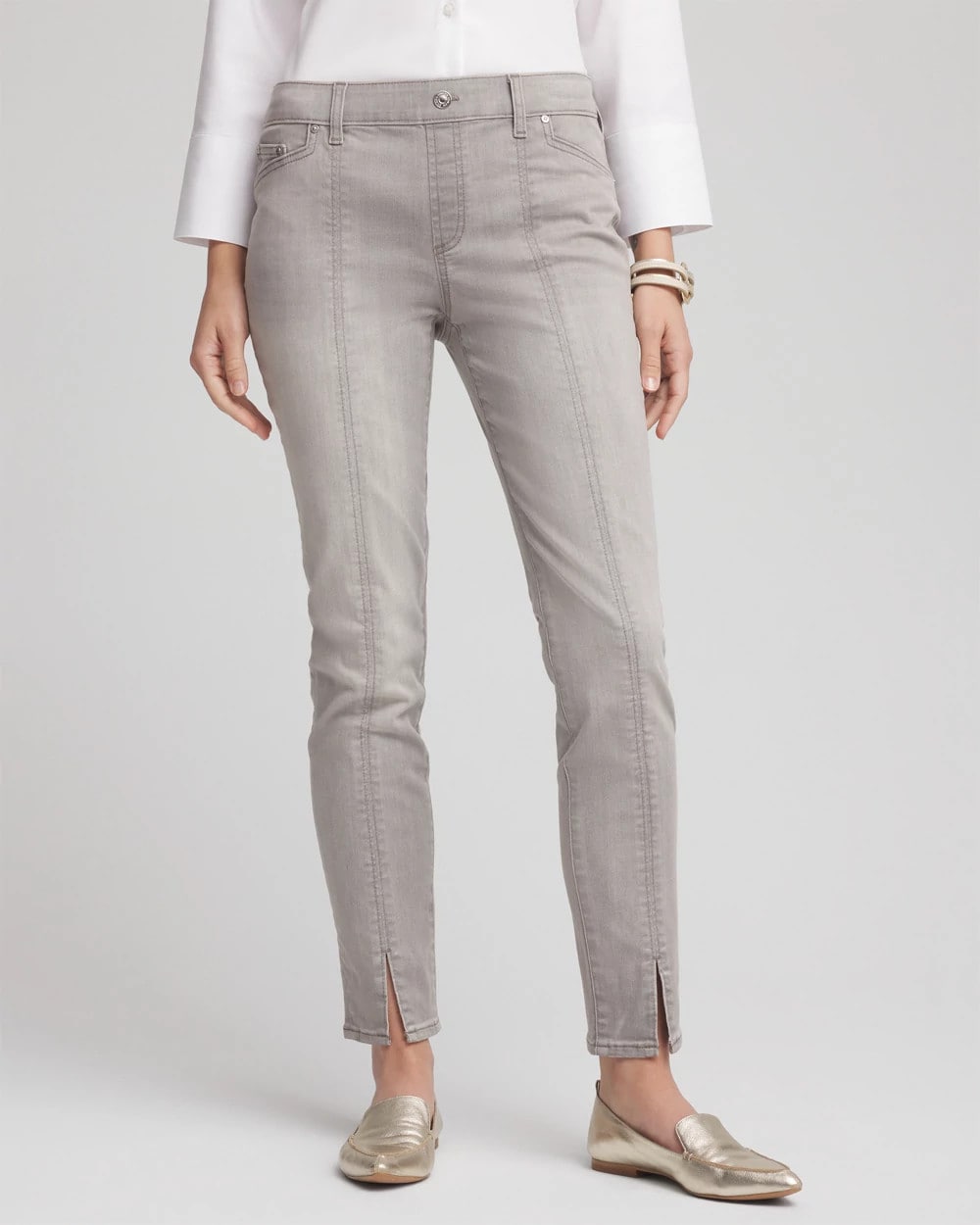 Chico's Clothing Silver Pull-On Slim Ankle Jeggings