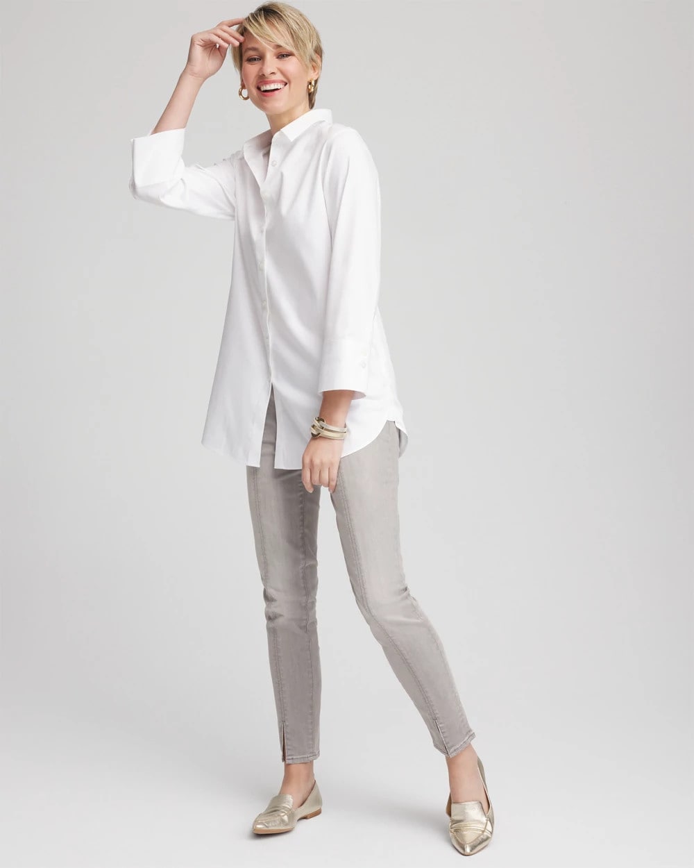 Chico's Clothing Silver Pull-On Slim Ankle Jeggings