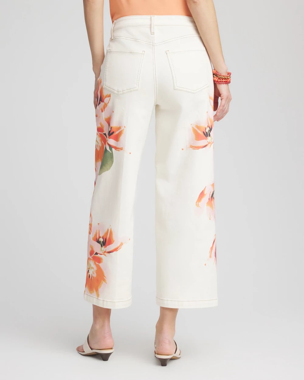 Chico's Clothing Floral High-Rise Wide-Leg Cropped Jeans