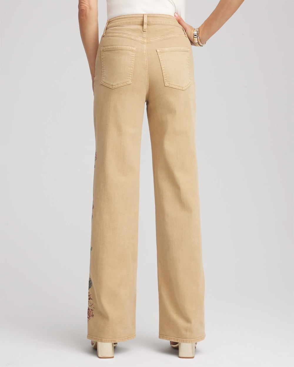 Chico's Clothing Embroidered High-Rise Wide-Leg Jeans