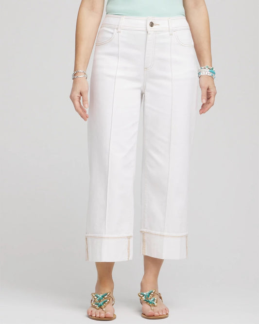 Chico's Clothing Pintuck High-Cuff Cropped Jeans