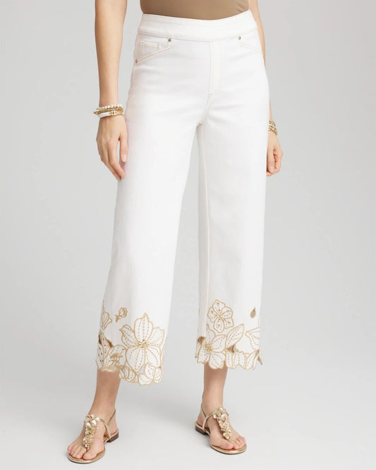 Chico's Clothing Pull-On Embellished Cropped Jeans