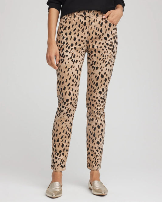 Chico's Clothing Leopard Girlfriend Slim Ankle Jeans