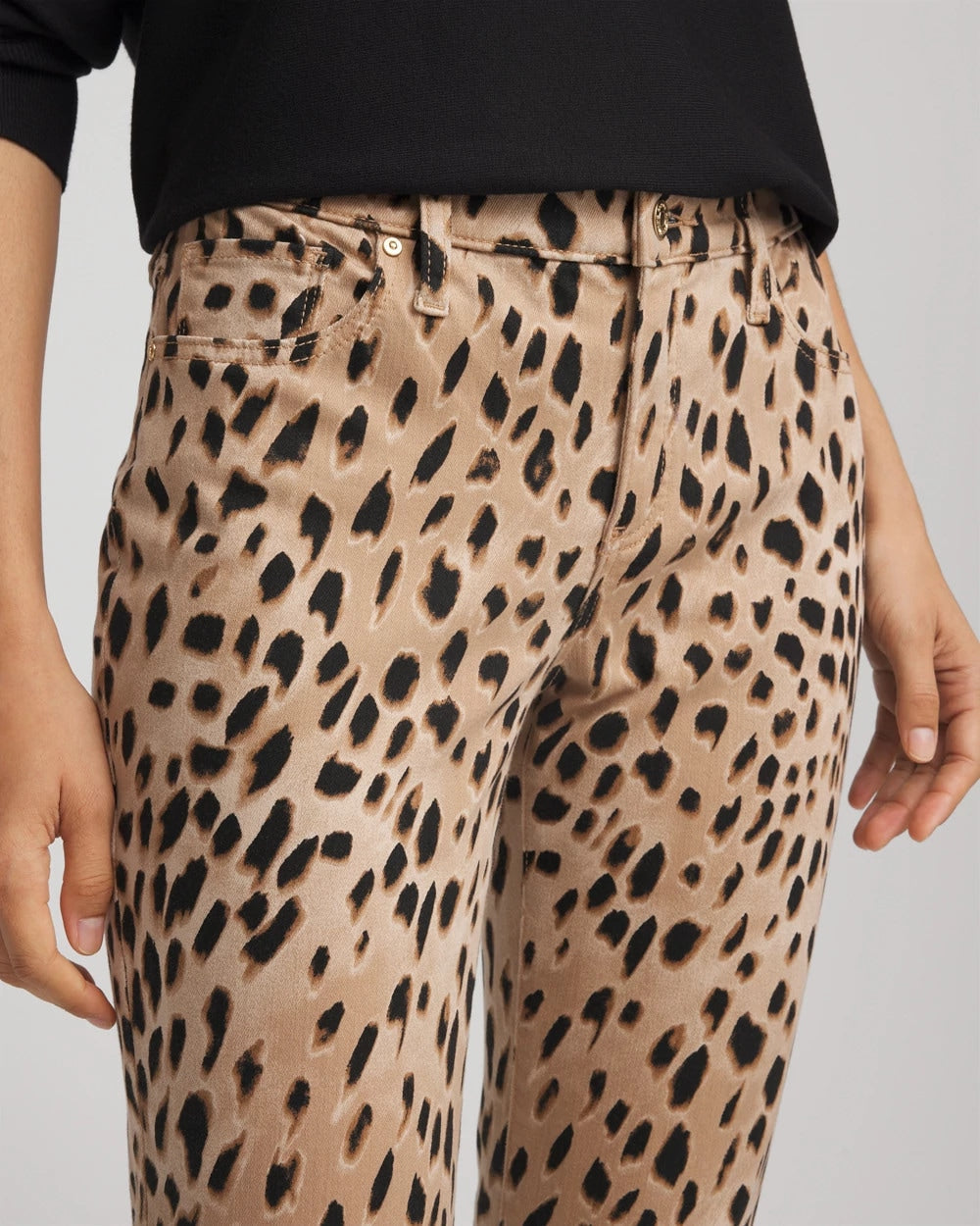Chico's Clothing Leopard Girlfriend Slim Ankle Jeans