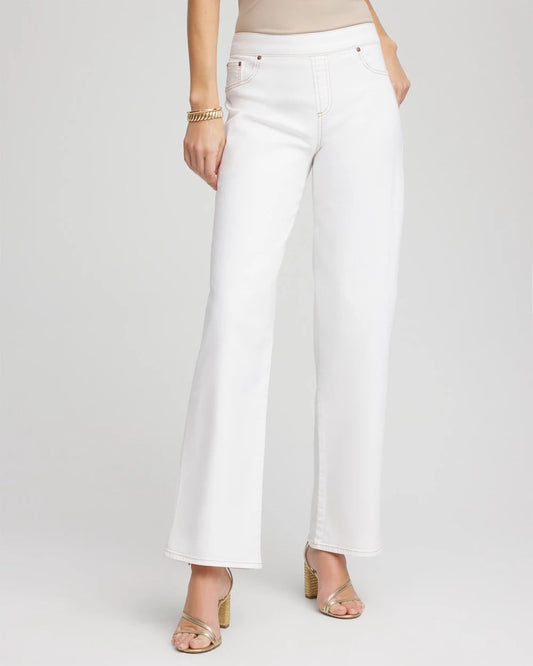 Chico's Clothing Petite Seeded Pull-On Wide-Leg Jeans