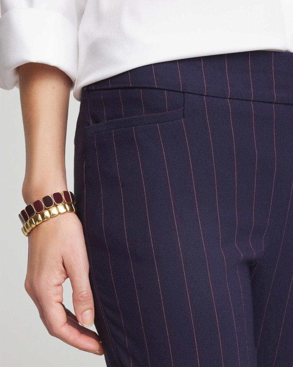 Chico's Clothing Shadow Stripe Brigitte™ Slim Pull-On Pants