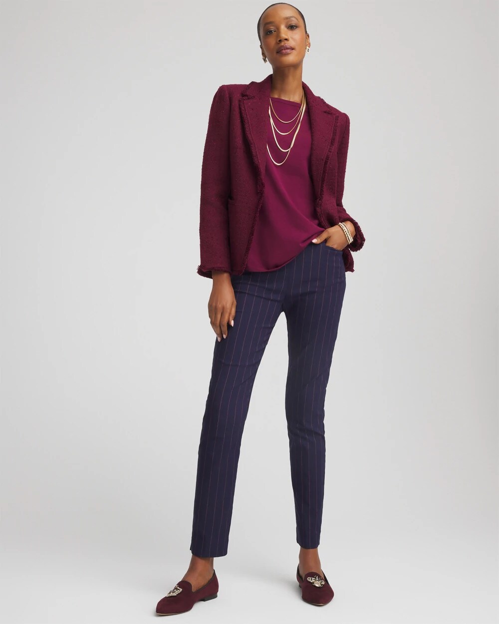 Chico's Clothing Pinstriped Brigitte™ Slim Pull-On Ankle Pants