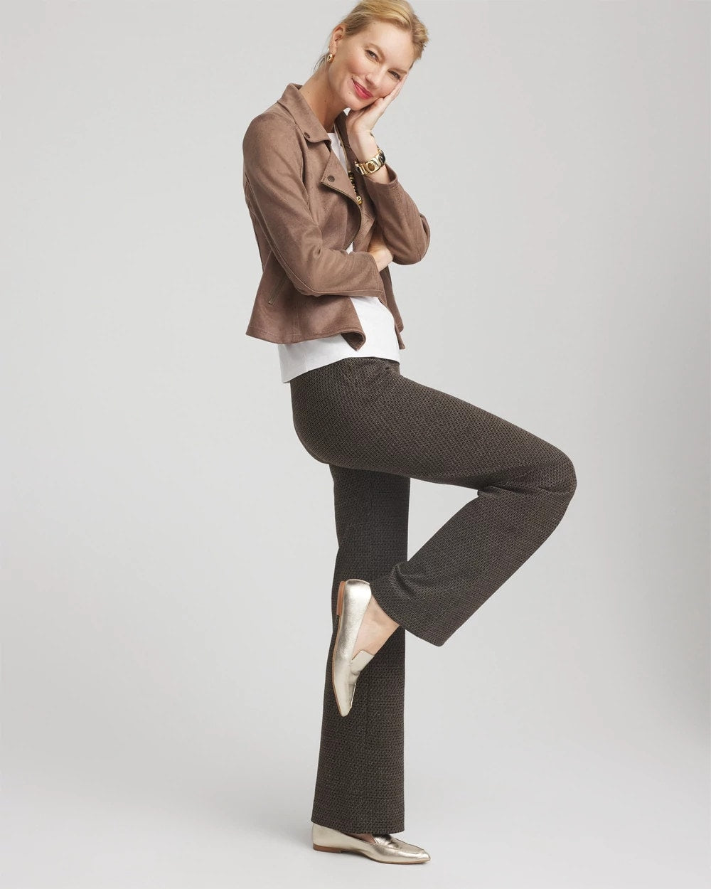 Chico's Clothing Juliet Jacquard Full-Length Ponte Pants