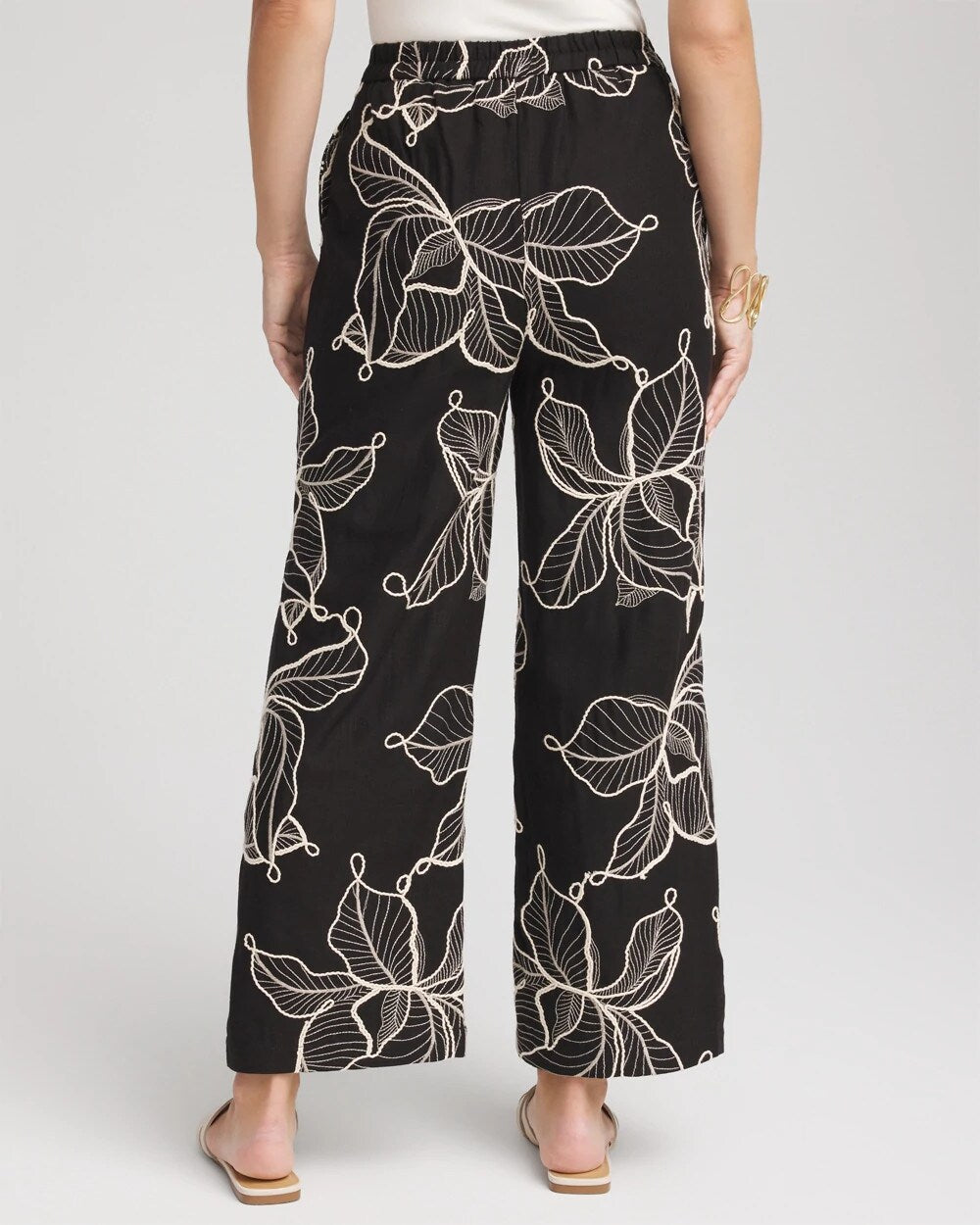 Chico's Clothing Embroidered Wide-Leg Cropped Pants