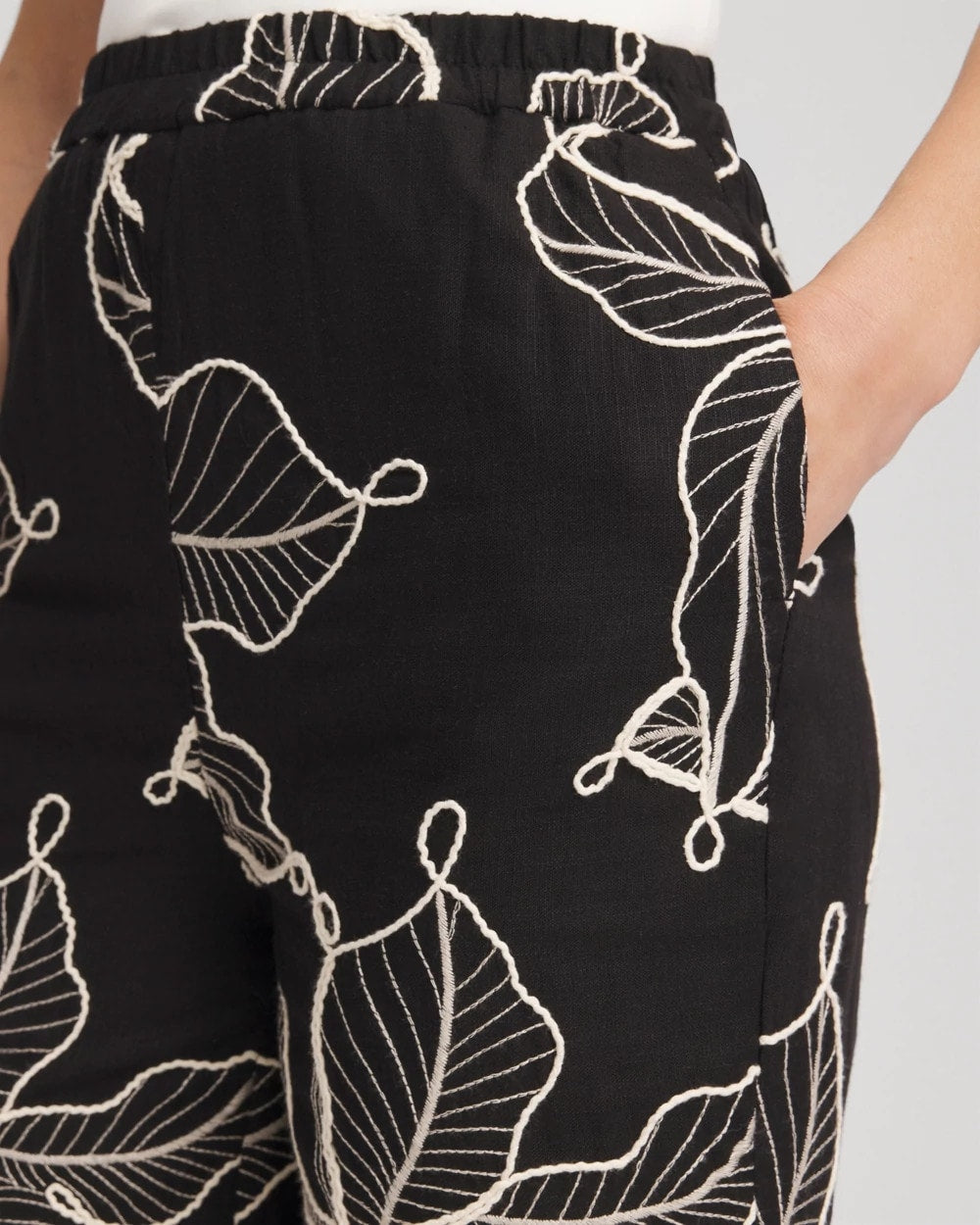 Chico's Clothing Embroidered Wide-Leg Cropped Pants