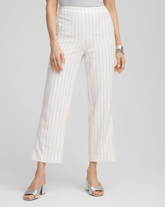 Chico's Clothing Metallic Striped Straight Cropped Pants