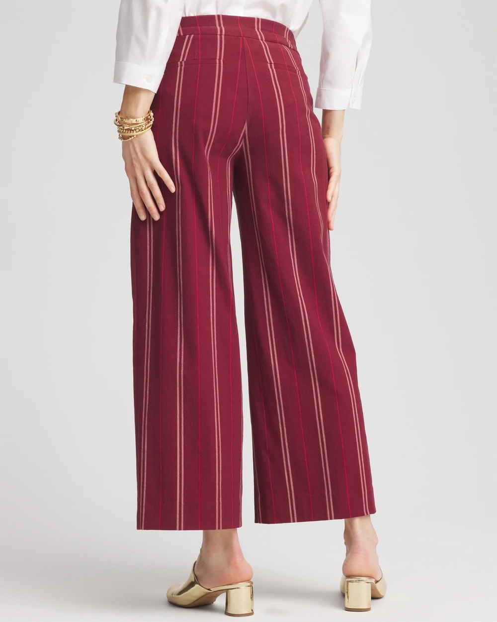 Chico's Clothing Brigitte™ Striped Slub Wide-Leg Cropped Pants