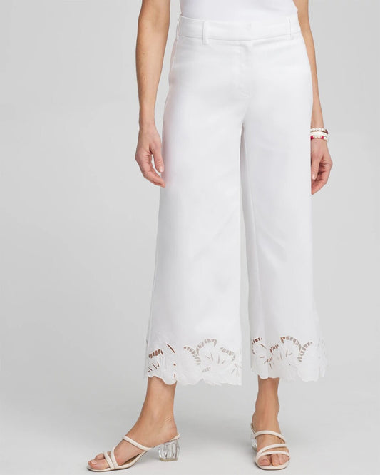 Chico's Clothing Cotton Sateen Cut Work Crops