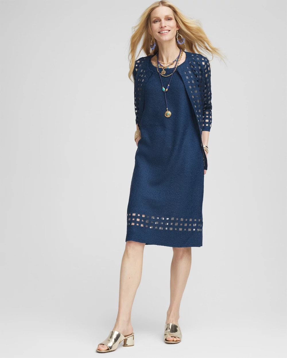 Chico's Clothing Travelers™ Sleeveless Crushed Cutout-Hem Dress