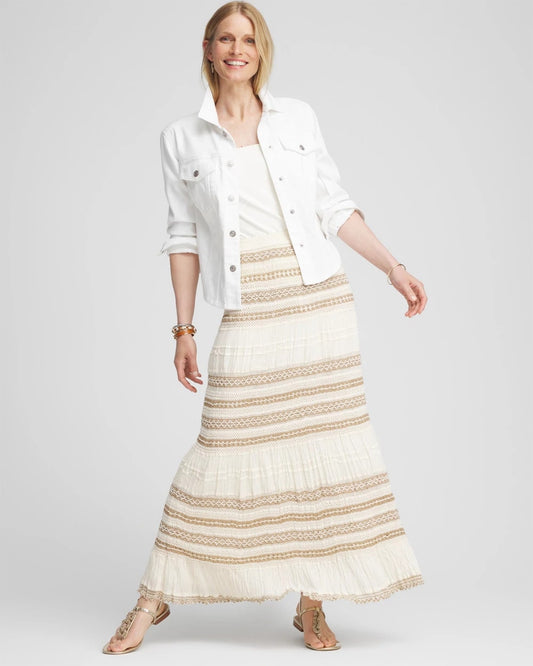 Chico's Clothing Crochet Gauze Trim Skirt