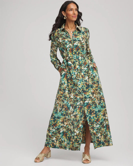 Chico's Clothing Printed Long-Sleeved Shirtdress