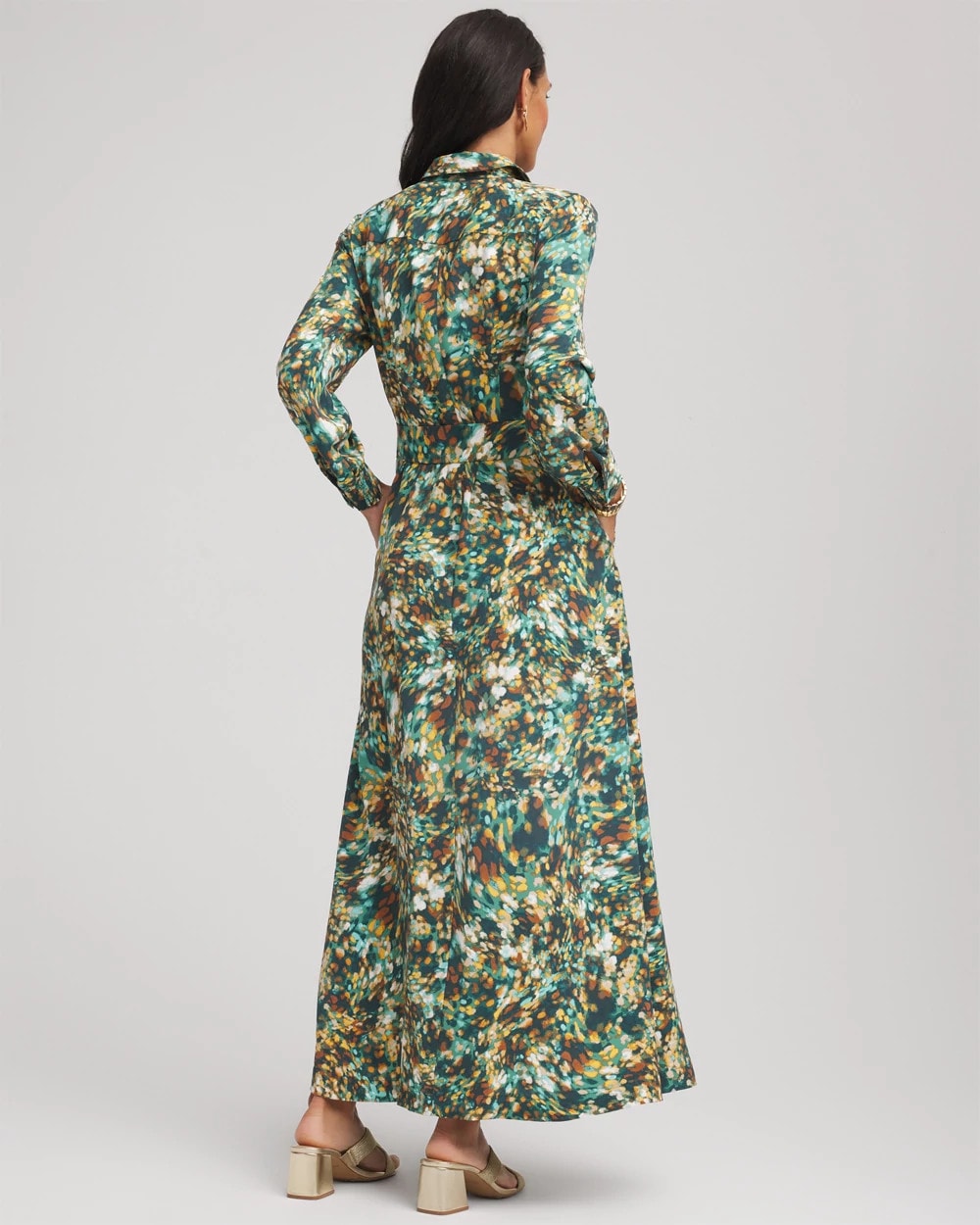 Chico's Clothing Printed Long-Sleeved Shirtdress