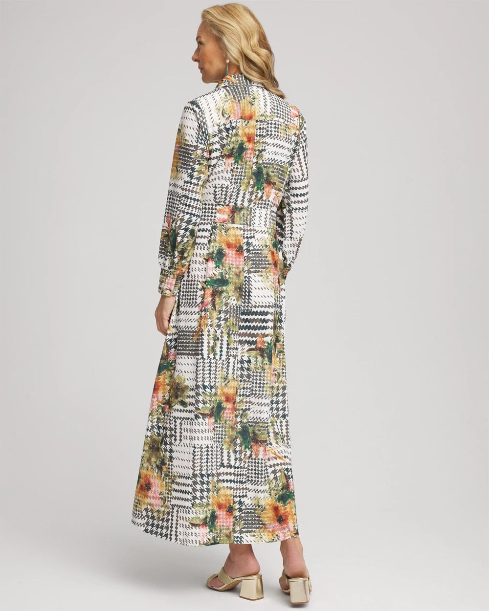 Chico's Clothing Artisanal Floral Print  Maxi Shirtdress