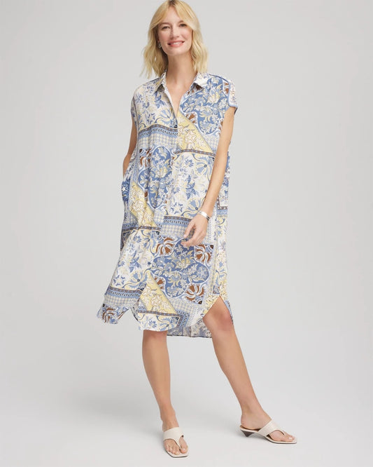 Chico's Clothing Floral Patchwork Short Shirtdress