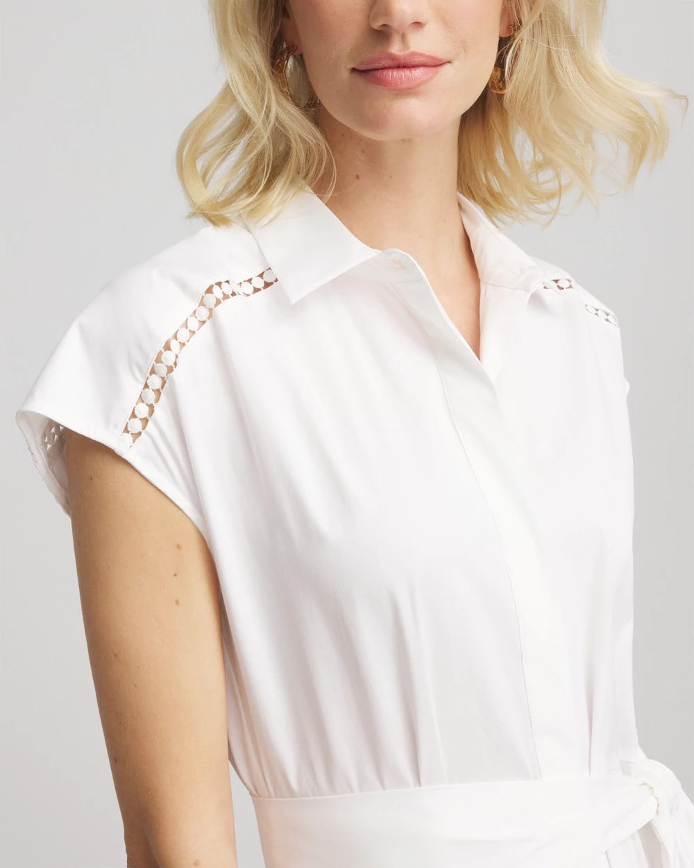 Chico's Clothing Poplin Circle Trim Maxi Shirtdress