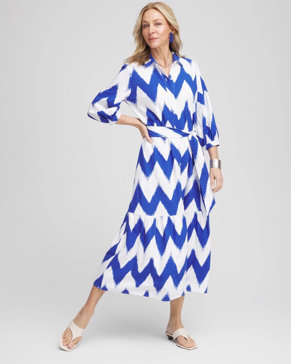 Chico's Clothing Chevron Striped Shirtdress