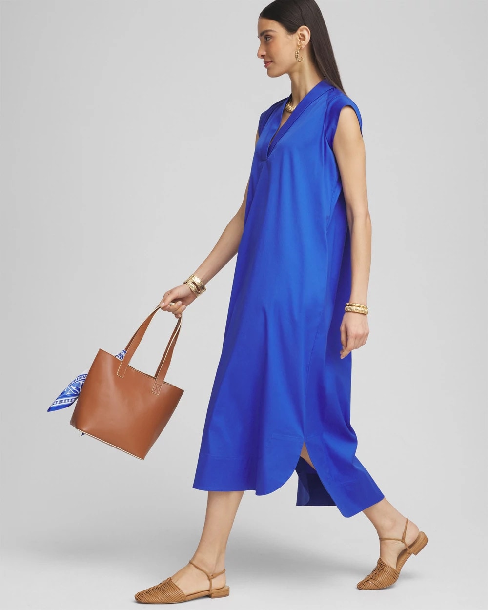 Chico's Clothing Popover Poplin Maxi Dress