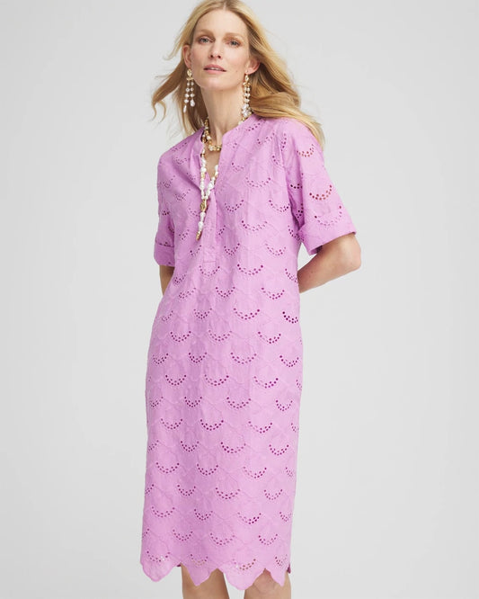 Chico's Clothing Eyelet Popover Dress