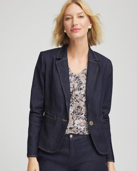 Chico's Clothing Denim Peplum Blazer
