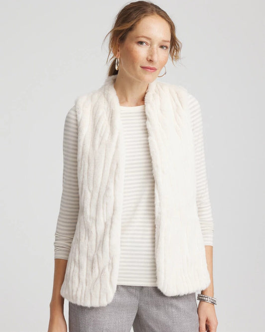 Chico's Clothing Elongated Faux Fur Vest