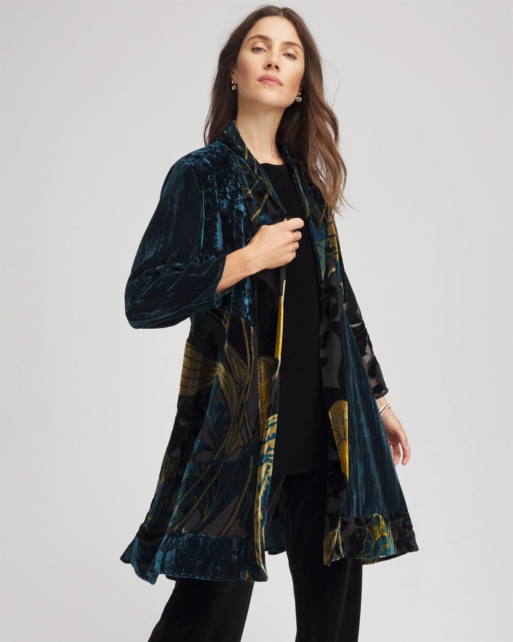 Chico's Clothing Travelers™ Collection Floral Burnout Kimono Jacket