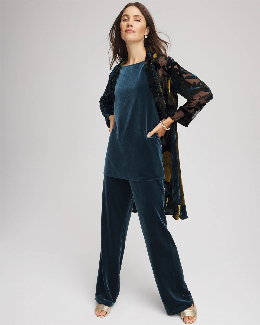 Chico's Clothing Travelers™ Collection Floral Burnout Kimono Jacket
