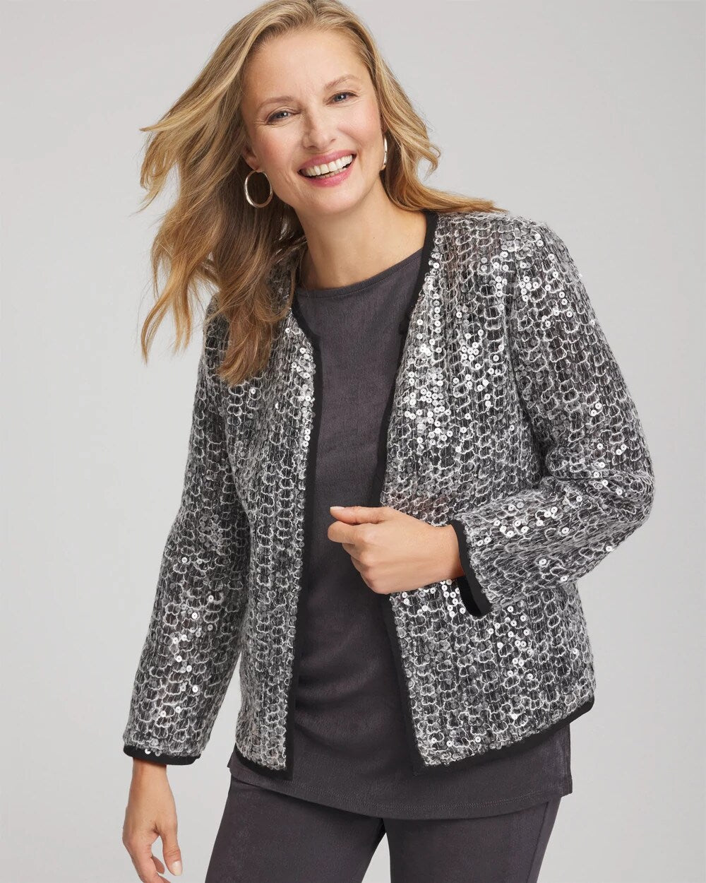 Chico's Clothing Travelers™ Collection Refined Sequins Netted Jacket