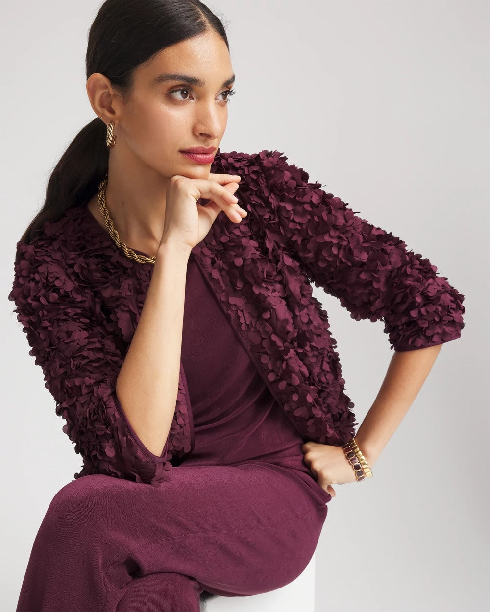 Chico's Clothing Travelers™ Collection Textured Rosette Jacket