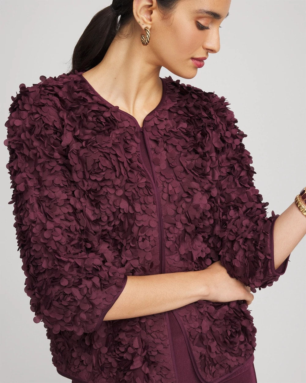 Chico's Clothing Travelers™ Collection Textured Rosette Jacket