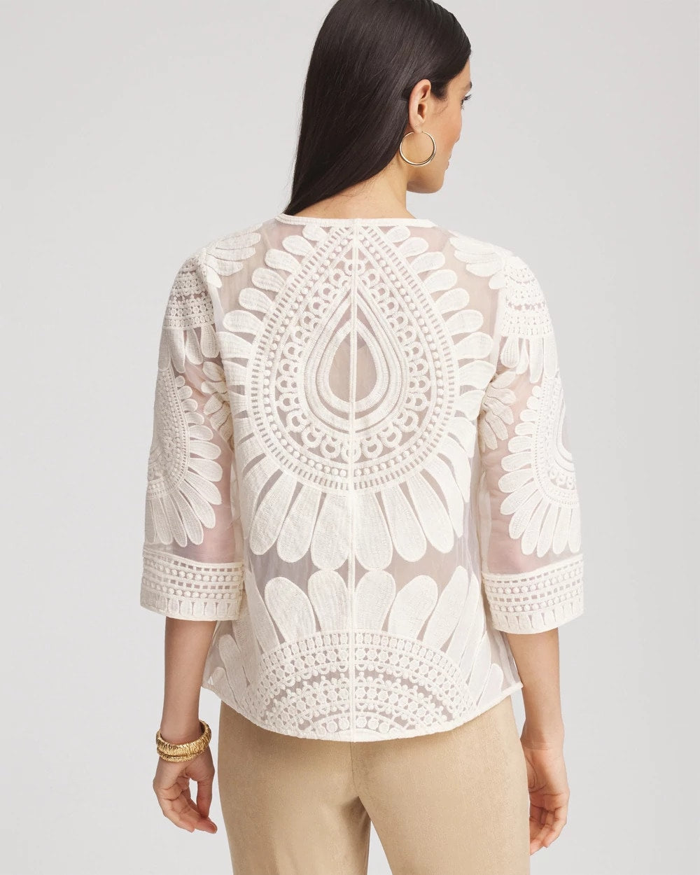 Chico's Clothing Travelers™ Collection Embroidered 3/4 Sleeve Jacket