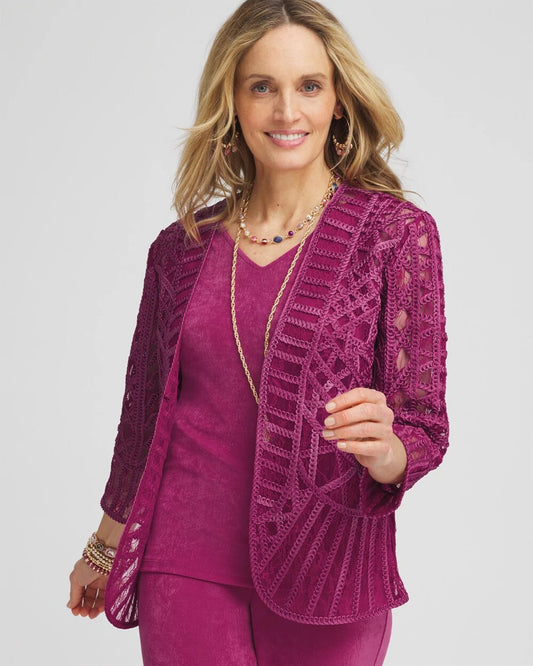 Chico's Clothing Travelers™ Collection Embroidered Lace Cutwork Jacket