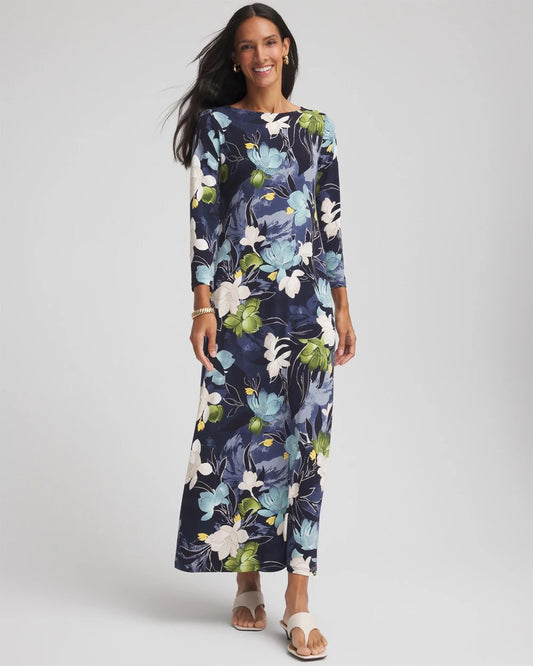 Chico's Petites Petite Dance Boatneck Column Maxi Dress
