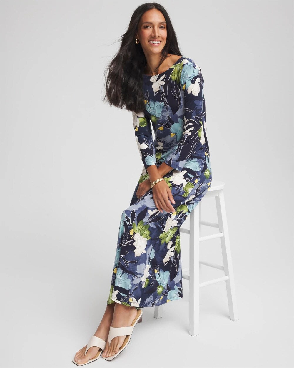 Chico's Petites Petite Dance Boatneck Column Maxi Dress