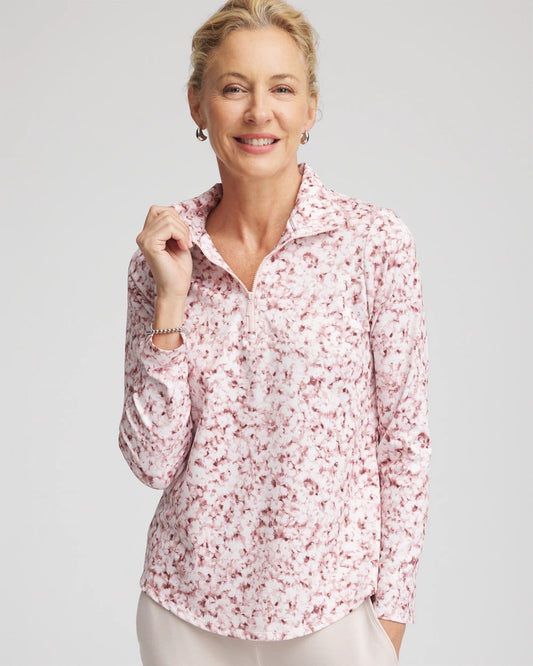 Chico's Clothing Zenergy® UPF Printed Zip-Front Pullover