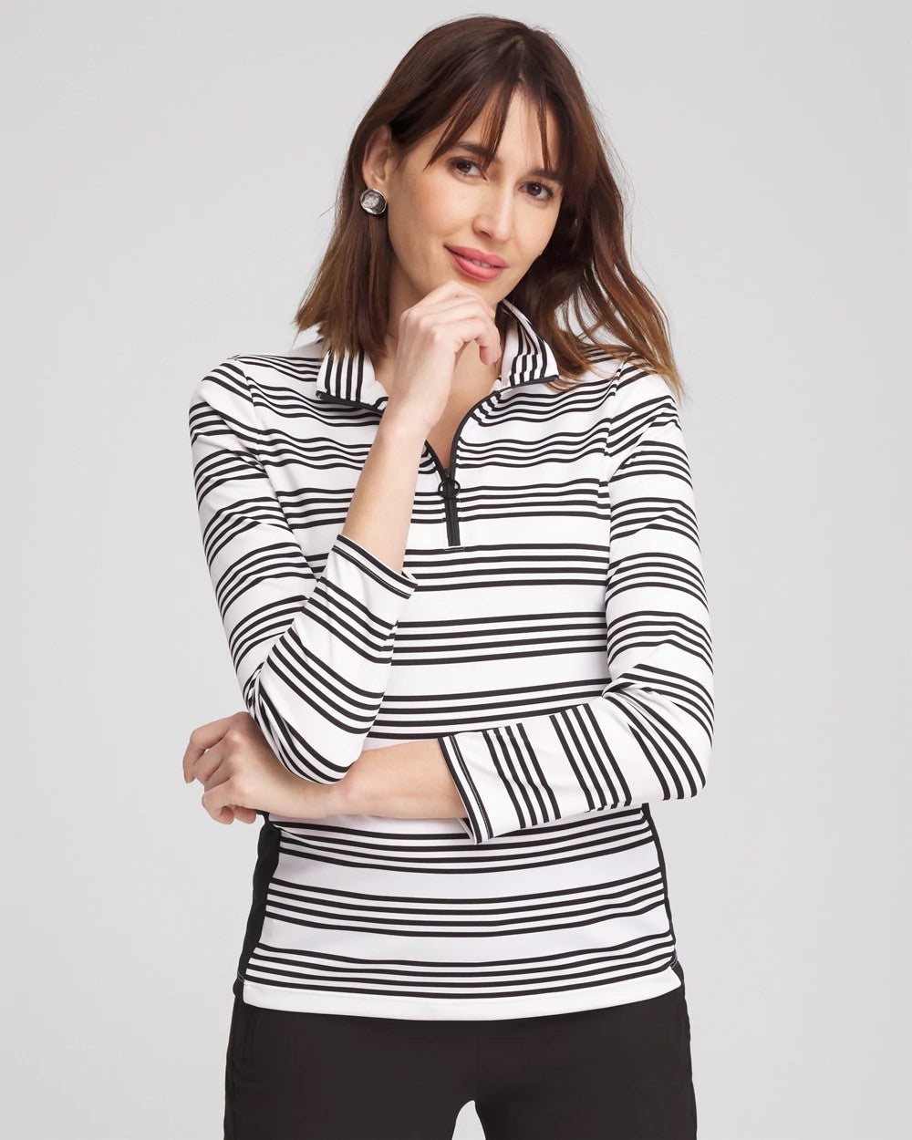 Chico's Clothing Zenergy® UPF Stripe Long Sleeve Top