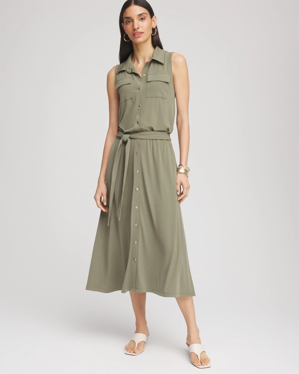 Chico's Collections Travelers™ Knit Sleeveless Shirtdress