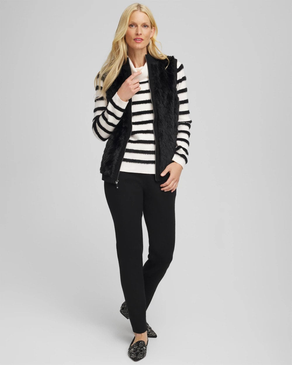 Chico's Clothing Zenergy® Luxe Eyelash Striped Sweater