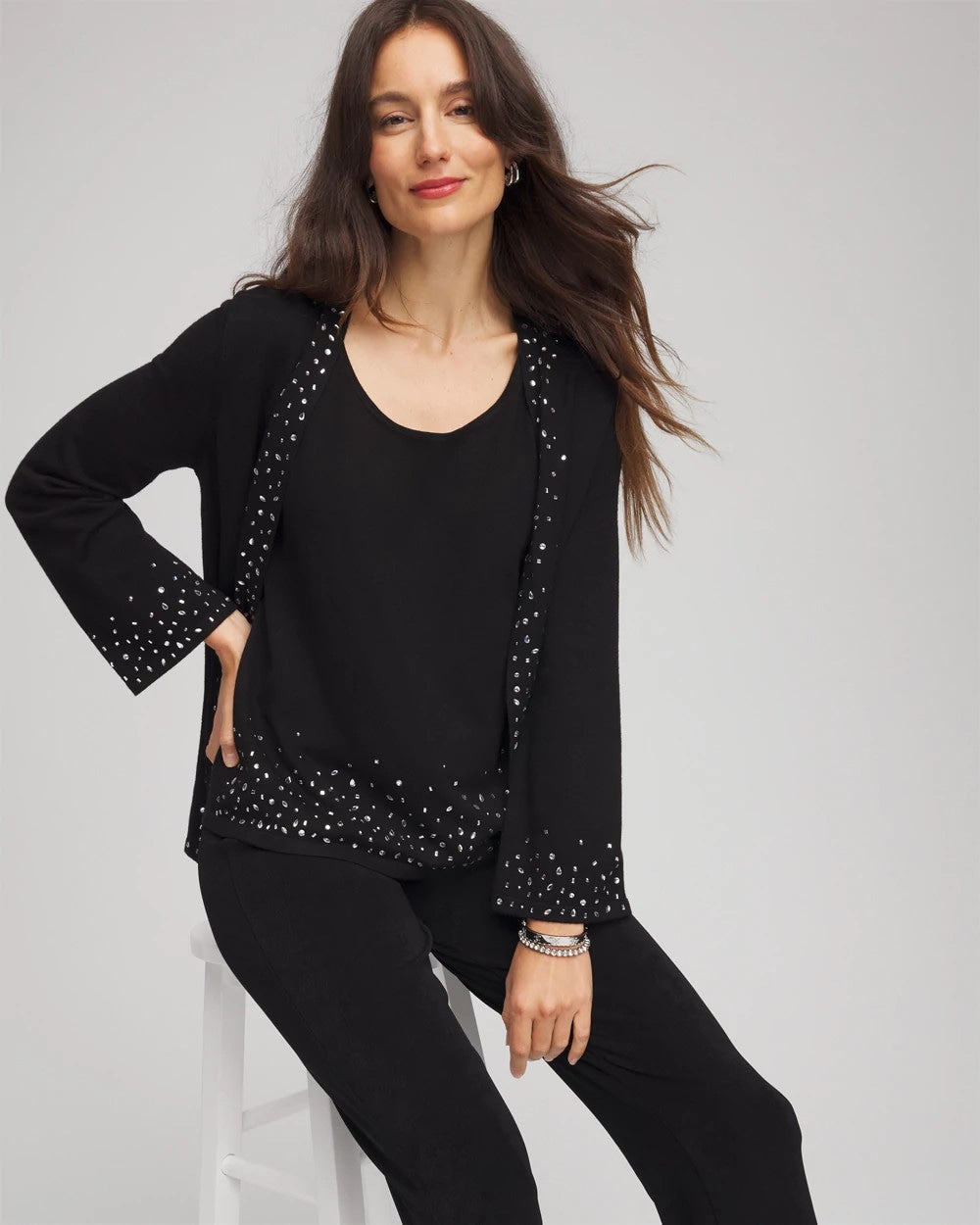 Chico's Clothing Travelers™ Embellished Scoopneck Tank