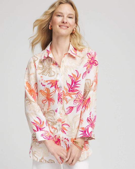 Chico's Collections No Iron™ Tropical Floral Linen Shirt