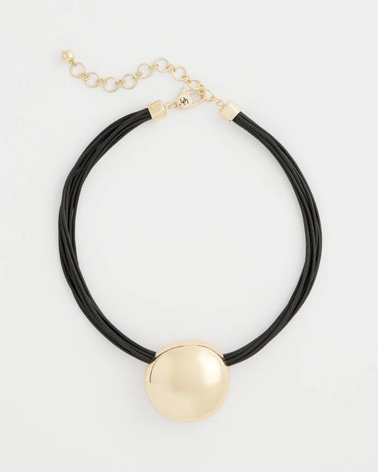 Chico's Jewelry Gold Pendant Cord Necklace