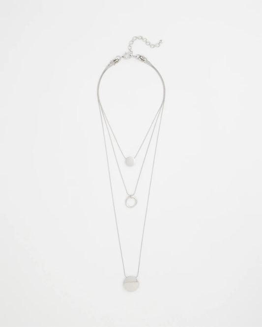 Chico's Jewelry Silver Triple Pendant Necklace