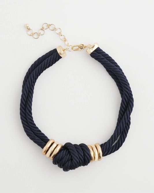 Chico's Jewelry Navy Knot Rope Necklace