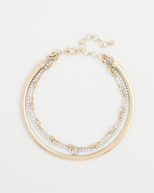 Chico's Jewelry Mixed Metal Link Triple-Strand Necklace