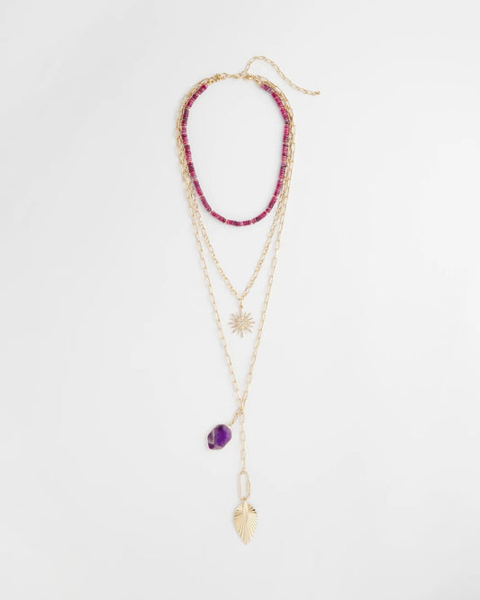 Chico's Jewelry Amethyst Convertible Multi-Layer Necklace