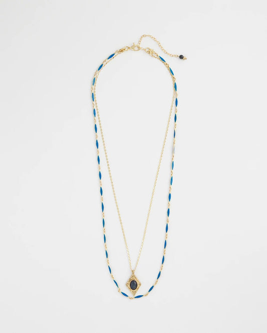 Chico's Jewelry Double-Strand Sodalite Pendant Necklace